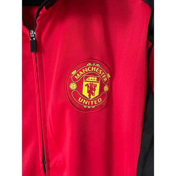 Manchester United Track Jacket Red Black Zip Up MUFC Official Size M SoccerMerch - Picture 5 of 7